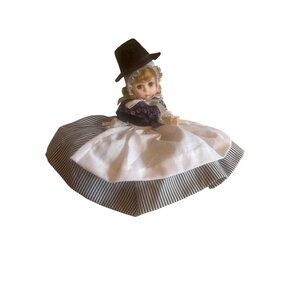 Madam‎ Alexander Great Britain Collectible Doll  Bonnet Hat & Striped Dress 8"